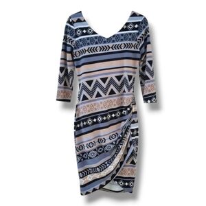 Derek Hart Women's 3/4 sleeves geometric dress - large​